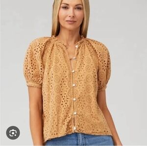 Cleobella Kate Eyelet Blouse Wheat